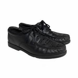 Vintage Arnold Palmer woven leather oxfords. Size 9W